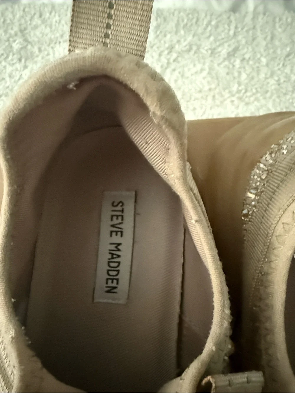 Steve Madden Women’s Taupe Rhinestone Chunky Sneaker